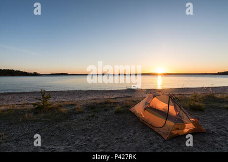 Campeggio a Stora Fagerö isola, Inkoo, Finlandia, Europa, UE Foto Stock
