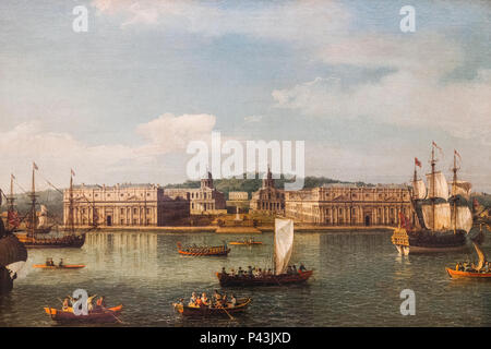 Pittura intitolata 'Una vista di Greenwich dal fiume' del Canaletto datata 1750 Foto Stock