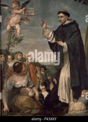 SAN VICENTE FERRER - 1644 - LIENZO - 214X164 CM - PINTURA BARROCA - ESCUELA di Granada. Autore: Alonso Cano (1601-1667). Posizione: Banco Urquijo (PAL PEÑALBA, VALENCIA, Spagna. Foto Stock