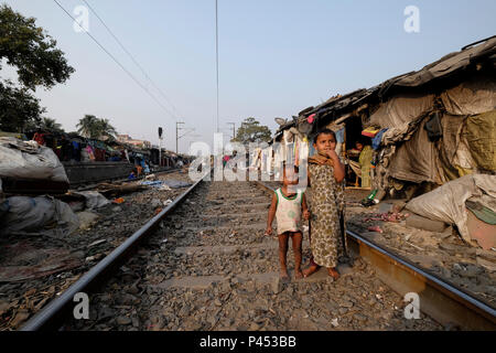 India, Calcutta, Park Circus baraccopoli Foto Stock