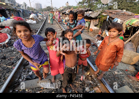 India, Calcutta, Park Circus baraccopoli Foto Stock