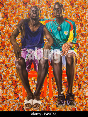 Pittura 'Dogon giovane' dal contemporaneo afro-artista Kehinde Wiley è sul display. Foto Stock