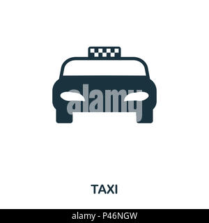 Icona di taxi. Mobile App, stampa, icona del sito web. Semplice elemento cantare. Monocromatico icona Taxi illustrazione. Foto Stock