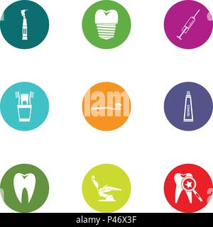 Dental fix set di icone di stile di Piana Illustrazione Vettoriale