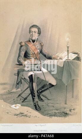 Il generale LUIS ALEJANDRO BERTHIER 1753-1815 - JEFE DE ESTADO MAYOR DE Napoleone. Autore: Henri Félix Emmanuel Philippoteaux (1815-1884). Foto Stock