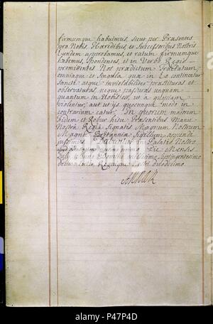 TRATADO DE UTRECH (1713) FIRMA DE LA REINA ANA DE INGLATERRA. Posizione: ARCHIVO HISTORICO NACIONAL-COLECCION, MADRID, Spagna. Foto Stock