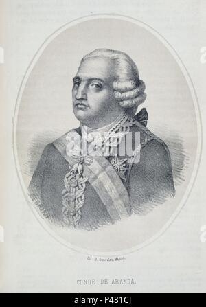 RETRATO DE PEDRO PABLO ABARCA DE BOLEA (Conde Aranda) (1718-1798) - GRABADO SIGLO XVIII. Posizione: Biblioteca Nacional-COLECCION, MADRID, Spagna. Foto Stock