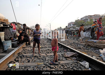 India, Calcutta, Park Circus baraccopoli Foto Stock