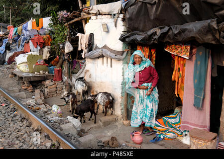 India, Calcutta, Park Circus baraccopoli Foto Stock