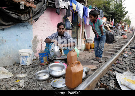 India, Calcutta, Park Circus baraccopoli Foto Stock