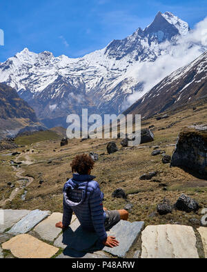 Annapurna Base Camp Sunrise Foto Stock