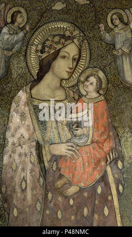 DETALLE DE LA VIRGEN DE ROCAMADOR - SIGLO XV. Posizione: Iglesia de San Lorenzo, Sevilla, Sevilla, Spagna. Foto Stock