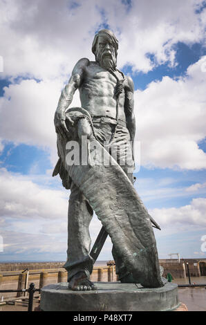 Statua di antiche Mariner fronte mare a Watchet Somerset England Regno Unito Foto Stock