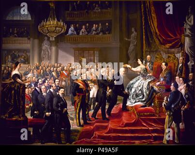 CORONACION DE DON MANUEL QUINTANA POR ISABEL II EN EL SALON DE SESIONES DEL SENADO 25/3/1855 - 1859 - L 4,20x5,61 - Nº INVENTARIO 15. Autore: Luis López Piquer (1802-1865). Posizione: SENADO-PINTURA, MADRID, Spagna. Foto Stock