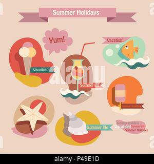 Set di elementi di estate Illustrazione Vettoriale