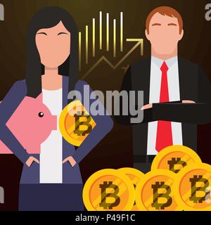 Persone bitcoin business Illustrazione Vettoriale