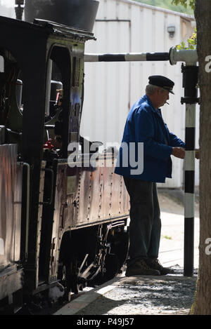 I volontari che operano presso la ferrovia a scartamento ridotto in Rille Foto Stock