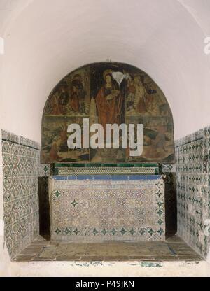 SANTA CASILDA SOBRE ONU ALTARE DE CERAMICA DE LA IGLESIA de Nuestra Señora del Castillo de la Fuente Obejuna. Posizione: Iglesia de Nuestra Señora del Castillo, Fuente Obejuna, Cordoba, Spagna. Foto Stock