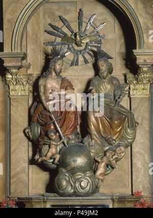 DETALLE DEL RETABLO DE LA SANTISIMA TRINIDAD - SIGLO XIX. Autore: Blas Molner (1737-1812). Posizione: Iglesia de Santa Maria la Blanca, Sevilla, Sevilla, Spagna. Foto Stock