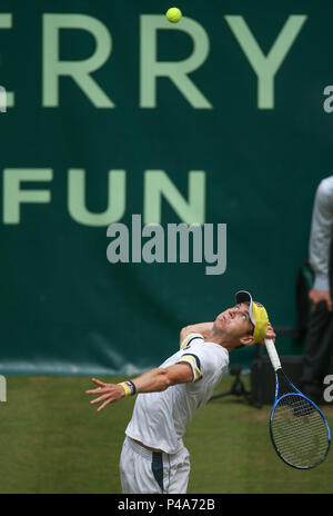 Halle, Germania. Il 21 giugno, 2018. Tennis ATP Tour, singoli, uomini, round del 16. Australia Matthew Ebden in azione contro la Germania KOHLSCHREIBER: risultati nei. Credito: Friso Gentsch/dpa/Alamy Live News Foto Stock