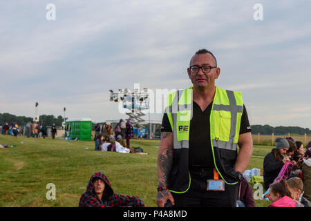 Stonehenge, Amesbury, Regno Unito, 21 giugno 2018, il maresciallo al solstizio d'Estate Credit: Estelle Bowden Alamy/Live News. Foto Stock