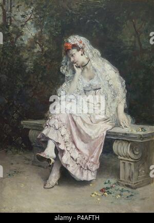 JOVEN DAMA EN ONU JARDIN - PRINCIPIOS del siglo XX - OLEO/LIENZO - 98,5 x 73,5 cm. Autore: Raimundo de Madrazo y Garreta (1841-1920). Posizione: Museo delle Belle Arti di Bilbao, Biscaglia, Spagna. Foto Stock