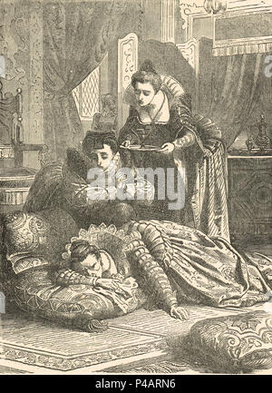 La morte della regina Elisabetta I, 24 marzo 1603, Richmond Palace a Londra, Inghilterra Foto Stock