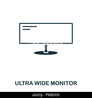 Ultra Wide icona di Monitor. Linea di icona di stile design. UI. Illustrazione di ultra wide Icona di monitor. Pittogramma isolato su bianco. Pronto per l'uso nella progettazione web, applicazioni software, stampa. Foto Stock