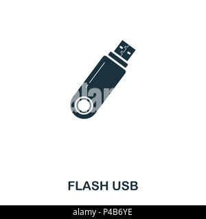 Flash icona USB. Linea di icona di stile design. UI. Illustrazione di flash USB icona. Pittogramma isolato su bianco. Pronto per l'uso nella progettazione web, applicazioni software, stampa. Foto Stock