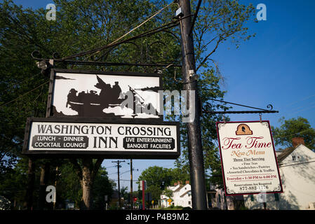 Stati Uniti d'America, Pennsylvania, Bucks County, Washington Crossing, Washington Crossing Inn, segno Foto Stock