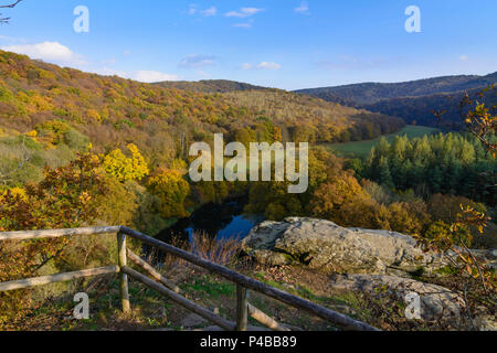 Hardegg, Parco Nazionale Thayatal, Thaya river valley piegare a Umlaufberg, Waldviertel (foresta trimestre), Austria Inferiore, Austria Foto Stock