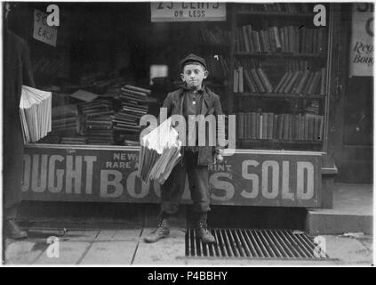 12 anni di Newsboy. Alpert Hyman, vendita di tre anni. Trascorre serate in Boys Club. New Haven, Connecticut. - Foto Stock