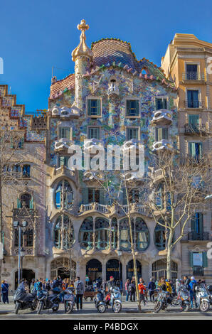 La città di Barcellona, Casa Batllo (Casa Batllo), architetto Gaudì, Spagna Foto Stock