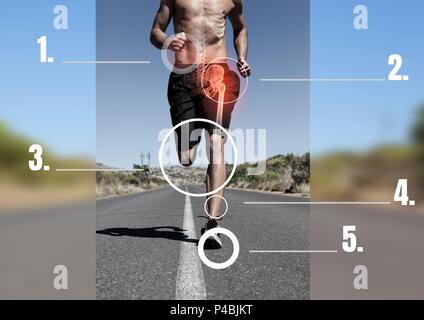 Runner con evidenziate le ossa e Area di dolore Foto Stock