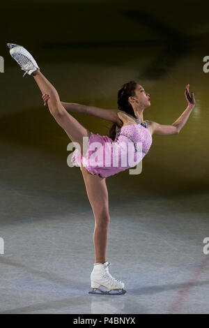 I giovani coreani figura femminile skater effettuando al Pattinaggio di Figura mostra di Gala presso i Giochi Olimpici Invernali PyeongChang 2018 Foto Stock