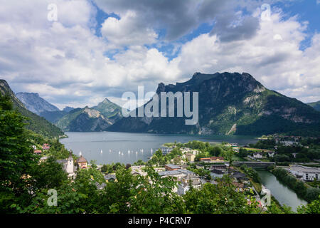 Ebensee am Traunsee, lago Traunsee, città di Ebensee, mountain Erlakogel, Salzkammergut, Austria superiore, Austria Foto Stock