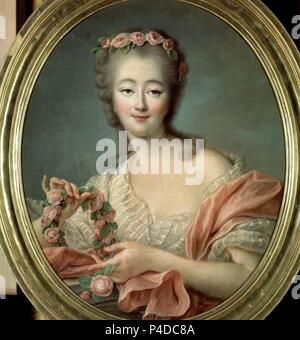 'Madame du Barry", 1770, olio su tela, 62 x 52 cm, P02468. Autore: François Hubert Drouais (1727-1775). Posizione: Il MUSEO DEL PRADO-PINTURA, MADRID, Spagna. Foto Stock