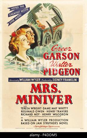 Pellicola originale titolo: MRS. MINIVER. Titolo inglese: MINIVER MRS. Regista: William Wyler. Anno: 1942. Credito: M.G.M. / Album Foto Stock