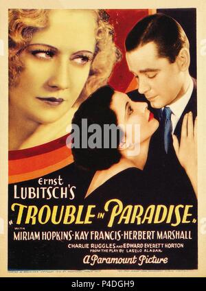 Pellicola originale titolo: Trouble in Paradise. Titolo inglese: Trouble in Paradise. Regista: ERNST LUBITSCH. Anno: 1932. Credito: Paramount Pictures / Album Foto Stock