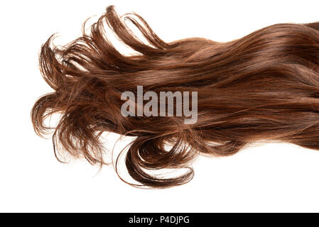 Lunga parentesi brunette marrone capelli isolato Foto Stock