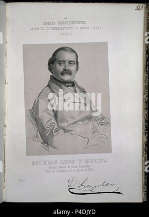 CORTES CONSTITUYENTES - GALERIA DE REPRESENTANTES - 1854 - ESTEBAN LEON Y MEDINA (Cordoba) - PG 141. Autore: J. Vallejo. Posizione: Congreso de los Diputados-ARCHIVO, MADRID, Spagna. Foto Stock