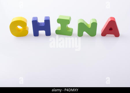 La parola cinese scritto con lettera colorati blocchi Foto Stock