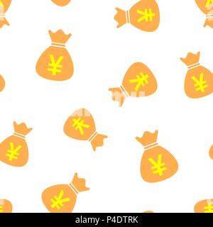 Yen, yuan denaro borsa icona valuta seamless pattern sfondo. Il concetto di Business illustrazione vettoriale. Asia denaro modello di simbolo. Illustrazione Vettoriale