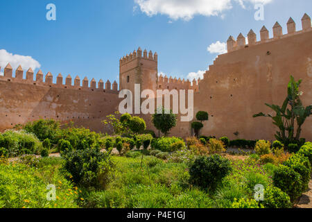 Giardini andalusi in Udayas kasbah Rabat Marocco Africa del Nord Foto Stock