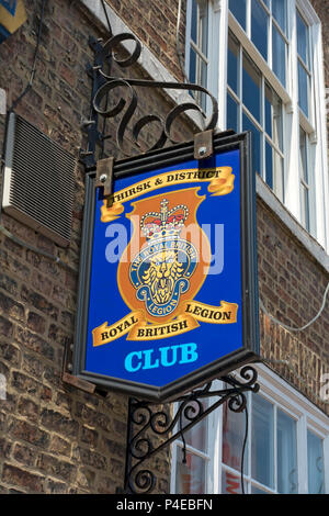 Il Royal British Legion Club segno Thirsk North Yorkshire England Regno Unito Regno Unito GB Gran Bretagna Foto Stock