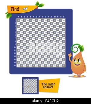 Gioco educativo per bambini e adulti. Conto di gioco, osservazione, iq. Trovare il piano della carta Illustrazione Vettoriale
