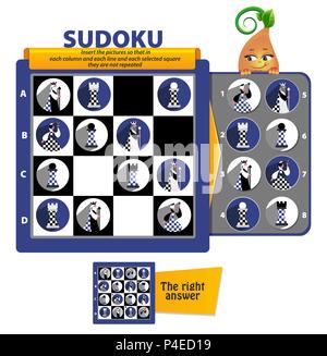 Gioco di Sudoku per bambini e adulti. gioco educativo per i bambini, puzzle. Sviluppo della logica, iq Illustrazione Vettoriale