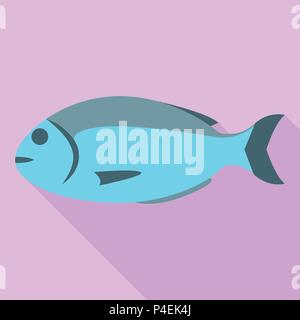 Pesce di mare icona, stile piatto Illustrazione Vettoriale