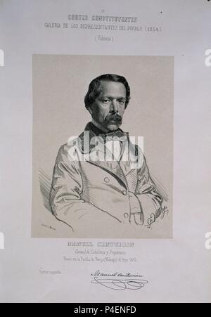 CORTES CONSTITUYENTES - GALERIA DE REPRESENTANTES DEL PUEBLO - 1854 - RETRATO DE MANUEL CENTURION. Autore: J. Vallejo. Posizione: Congreso de los Diputados-ARCHIVO, MADRID, Spagna. Foto Stock