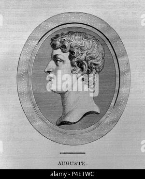 AUGUSTO EMPERADOR - 63 AC/14. Posizione: Biblioteca Nacional-COLECCION, MADRID, Spagna. Foto Stock